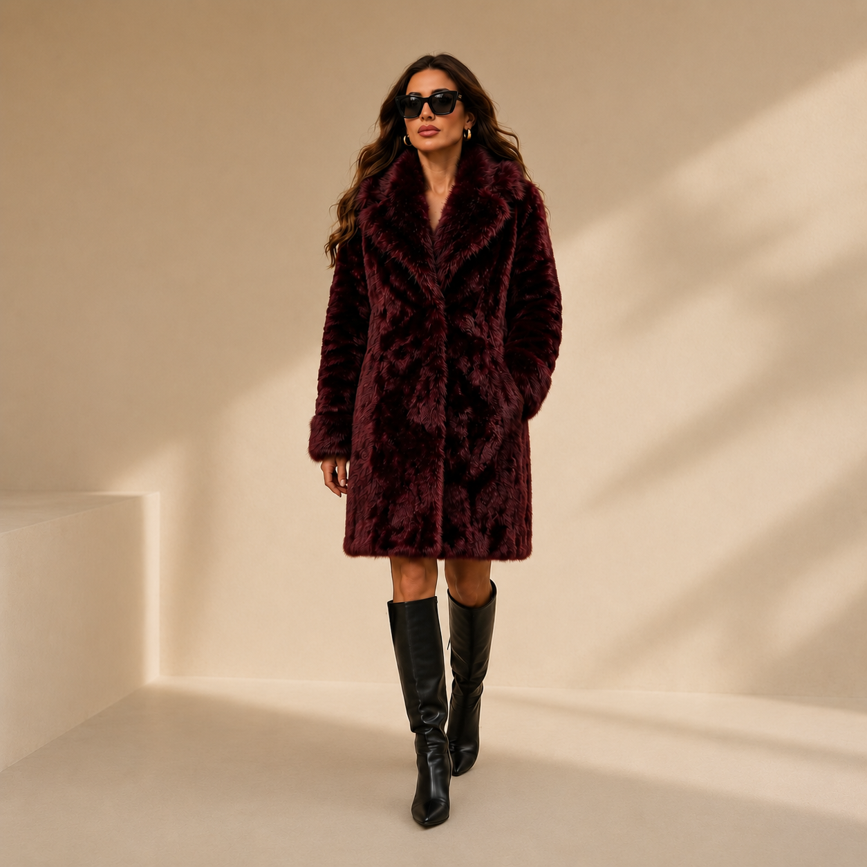 Sobretudo Feminino Inverno Dupla Face Feminino Premium com Gola de Pelo