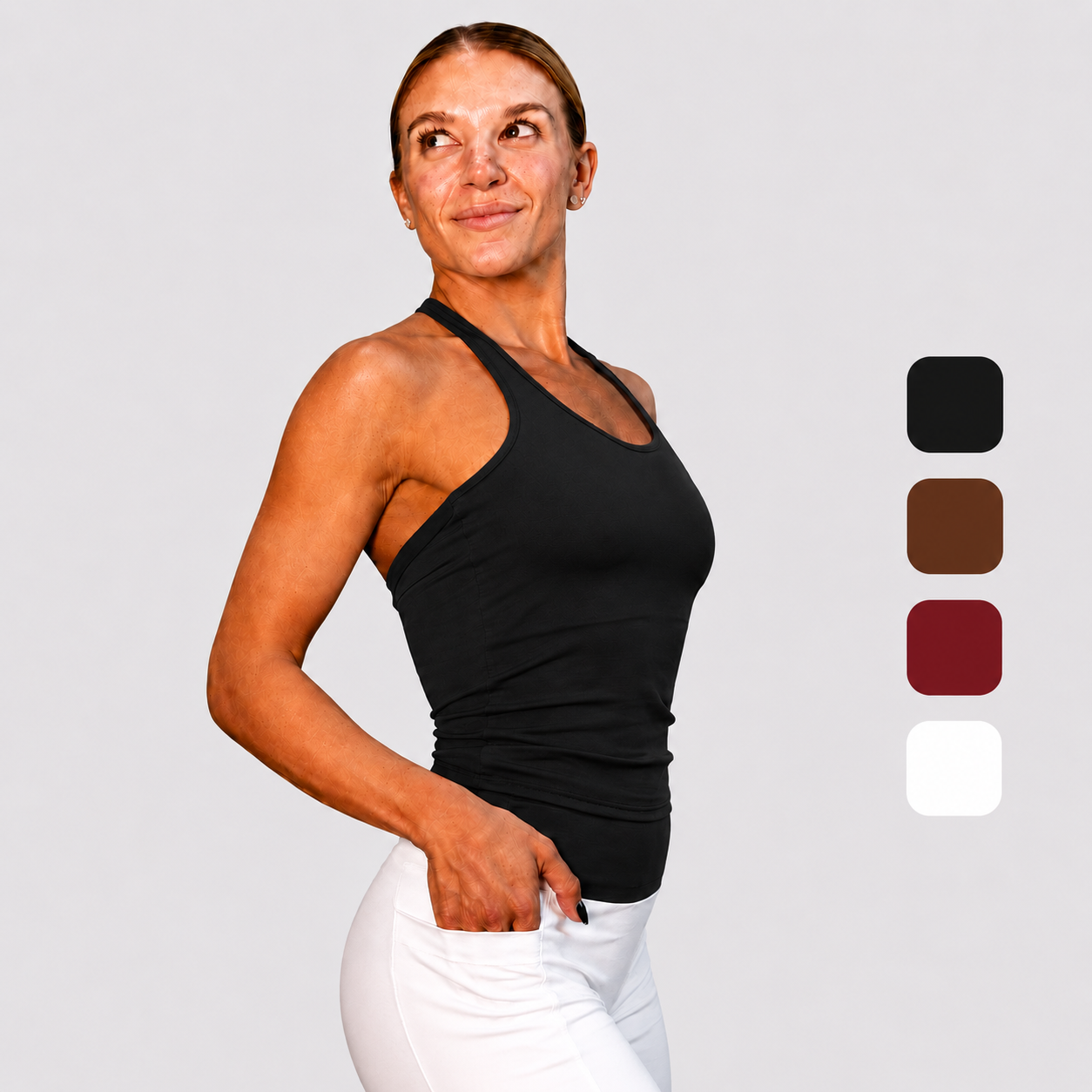 Regata Feminina Frente Única Poliamida Premium Forro Duplo Slim Fitness Academia